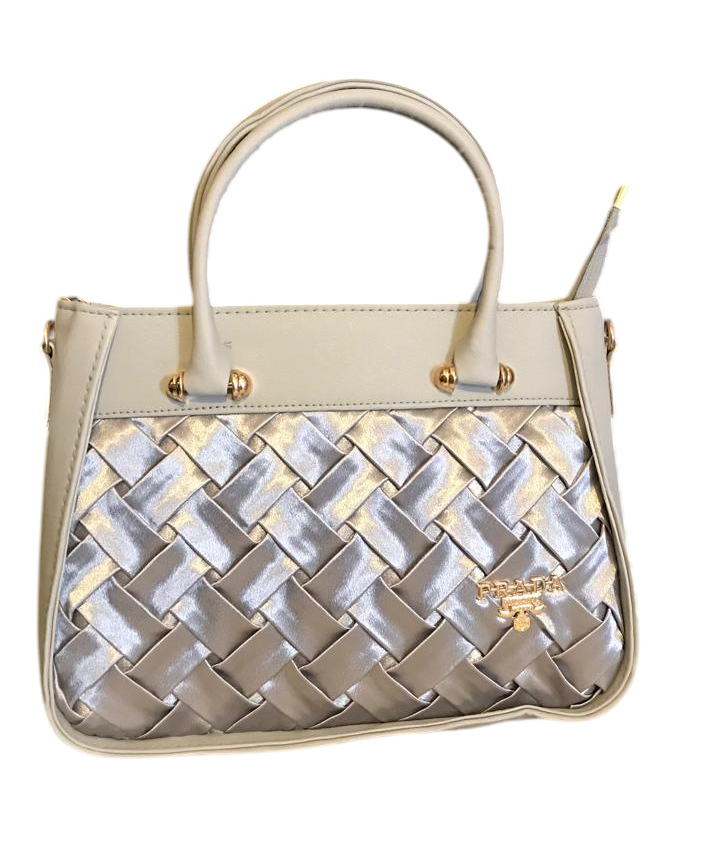 Prada Woven Silver Handbag – Elegant Trendy Designer Style